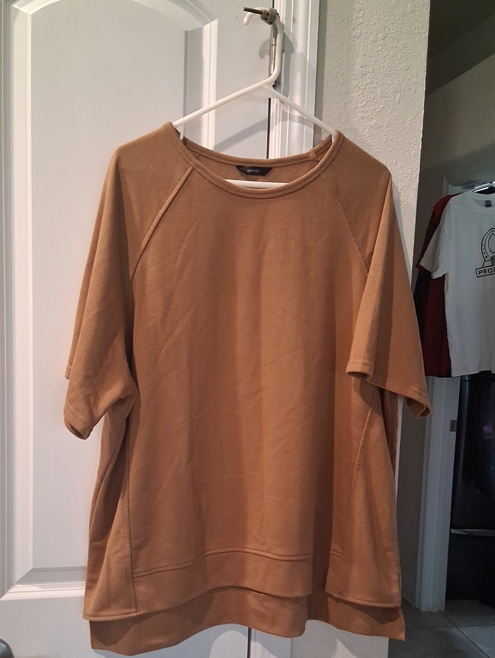 B:  Women's Oversized Short-Sleeve Sweatshirt in Camel